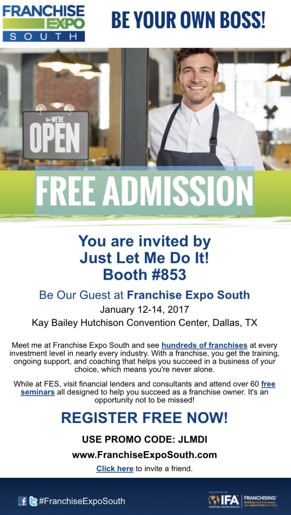 Free Admission Pass Franchise Expo South Dallas